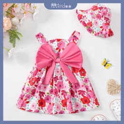Thumbnail 0-3years Ternos Cho Trẻ Em Bé Gái Bộ 2 Chiếc Không Tay Có Mũ In Hoa Váy Cho Bé Ngoài Trời ootd Mùa Hè Phong Cách Thanh Lịch 3