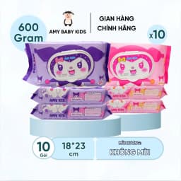 Thumbnail 1 Gói Khăn Giấy Ướt 600Gr Amy Kids Không Mùi An Toàn Cho Bé Gói Hồng & Tím 1