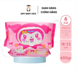 Thumbnail 6 Gói Gói Khăn Giấy Ướt 600Gr Amy Kids Không Mùi An Toàn Cho Bé Gói Hồng & Tím 2