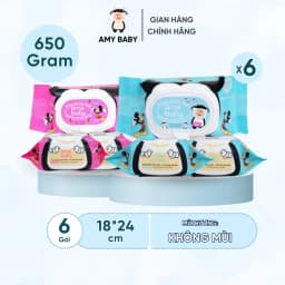 Thumbnail 6 Gói Khăn Ướt 650gr Amy Baby Kháng Khuẩn 1