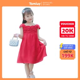 Thumbnail Đầm Bé Gái Tamiuy Thiết Kế Tay Phồng Cánh Tiên, Dún Ngực, Cotton Mềm (1-10T) 1