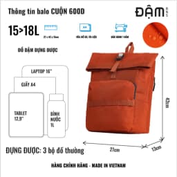 Thumbnail ĐẬM BNS balo du lịch thời trang kháng nước ngăn laptop 16inch nắp CUỘN A4 3