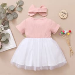 Thumbnail Đầm công chúa MIKRDOO tay ngắn đính hoa thêu + băng đô thiết kế thời trang phong cách mùa hè cho bé gái 0-3 tuổi 3
