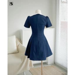 Thumbnail Đầm Jeans nữ Twentyfive ôm body, gấu xòe nhẹ, có cổ, đính 4 cúc đá DH65 1