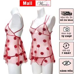 Thumbnail Đầm ngủ WANNABE váy ngủ lưới trong suốt sexy tặng kèm quần đồng bộ khoe thân hình gợi cảm DNC15 1