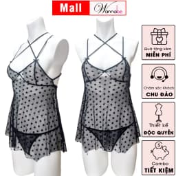 Thumbnail Đầm ngủ WANNABE váy ngủ lưới trong suốt sexy tặng kèm quần đồng bộ khoe thân hình gợi cảm DNC15 2