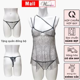 Thumbnail Đầm ngủ WANNABE váy ngủ lưới trong suốt sexy tặng kèm quần đồng bộ khoe thân hình gợi cảm DNC15 4