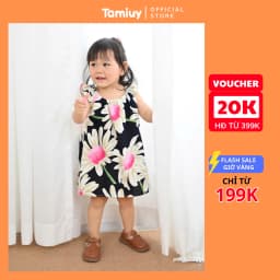 Thumbnail Đầm Yếm Cổ Thun Tamiuy  Họa Tiết Hoa Hướng Cho Bé  Gái Từ 1-10 Tuổi 2