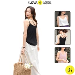 Thumbnail Áo 2 dây nữ trơn vải lụa satin 4LOVA thiết kế đan lưng sexy, sang chảnh 1