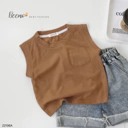 Thumbnail Áo ba lỗ 6 màu cho bé Beemo,Chất liệu cotton co giãn 4 chiều mềm mịn, thấm mồ hôi,Thiết kế basic phối túi ngực B270 4