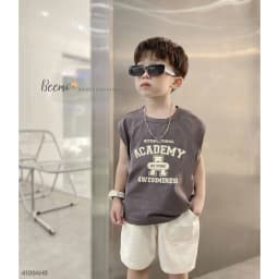 Thumbnail Áo ba lỗ Beemo in chữ ACADEMY vải cotton mềm mịn đi học đi chơi cho bé trai từ 9-24kg 4109AHB 3