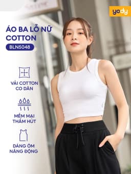 Thumbnail Áo ba lỗ nữ YODY croptop hack dáng chất liệu cotton mềm mịn co giãn - BLN5048 1