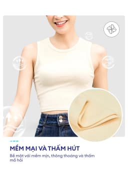 Thumbnail Áo ba lỗ nữ YODY croptop hack dáng chất liệu cotton mềm mịn co giãn - BLN5048 3