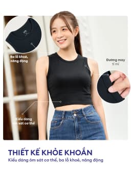 Thumbnail Áo ba lỗ nữ YODY croptop hack dáng chất liệu cotton mềm mịn co giãn - BLN5048 4