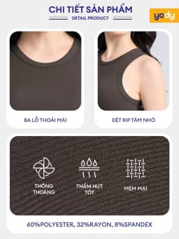 Thumbnail Áo ba lỗ nữ YODY dáng croptop, cá tính, basic, năng động, thun ôm co giãn, thoải mái BLN7052 1