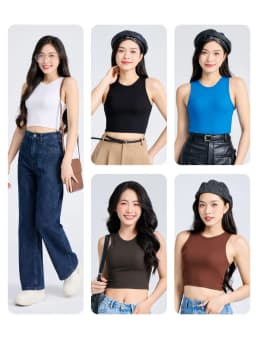 Thumbnail Áo ba lỗ nữ YODY dáng croptop, cá tính, basic, năng động, thun ôm co giãn, thoải mái BLN7052 2