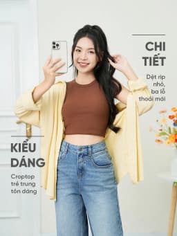 Thumbnail Áo ba lỗ nữ YODY dáng croptop, cá tính, basic, năng động, thun ôm co giãn, thoải mái BLN7052 3