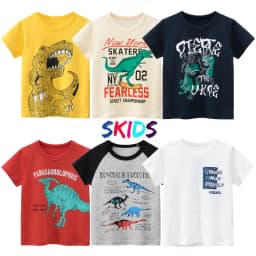 Thumbnail Áo bé trai cộc tay SKIDS áo thun cho trẻ em chất cotton mùa hè thời trang trẻ em 2 đến 8 tuổi 1