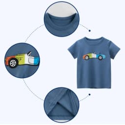 Thumbnail Áo bé trai cộc tay SKIDS áo thun cho trẻ em chất cotton mùa hè thời trang trẻ em 2 đến 8 tuổi 3