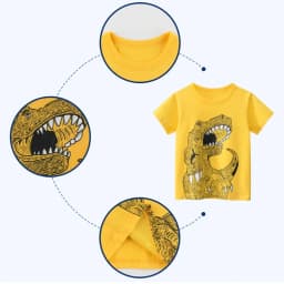 Thumbnail Áo bé trai cộc tay SKIDS áo thun cho trẻ em chất cotton mùa hè thời trang trẻ em 2 đến 8 tuổi 4