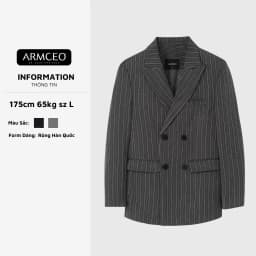 Thumbnail Áo blazer nam nữ kẻ sọc unisex ARMCEO mới nhất chất liệu cotton spandex đứng form -ARK02 1