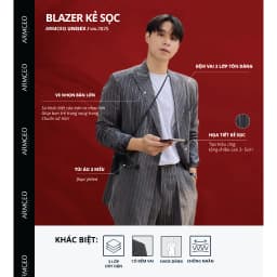 Thumbnail Áo blazer nam nữ kẻ sọc unisex ARMCEO mới nhất chất liệu cotton spandex đứng form -ARK02 2