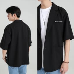 Thumbnail Áo Blazer Nam Tay Lỡ MANDO Form Rộng Kiểu Dáng Thời Trang Hàn Quốc Basic Họa Tiết Thêu Would You AVH002 3