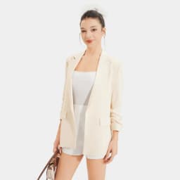 Thumbnail Áo blazer nữ Áo vest nữ MARC FASHION nhún xắn tay cách điệu trẻ trung FAVH043521 3