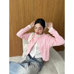Thumbnail 𝐊𝐈𝐋𝐋 𝐒𝐘𝐒𝐓𝐄𝐌 - Áo cardigan phối layer hai màu thun gân WESTIE hình thêu cún con 4