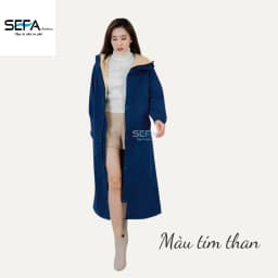 Thumbnail Áo choàng áo mưa dáng dài măng tô đi đường tránh mưa tránh rét, có dây rút eo, 2 lớp phủ chống thấm nước, hàn nhiệt 2