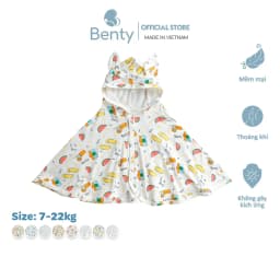 Thumbnail Áo choàng BENTY họa tiết chống nắng đáng yêu cho bé trai, bé gái từ 7-22Kg chất liệu cotton cao cấp 1