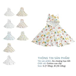 Thumbnail Áo choàng BENTY họa tiết chống nắng đáng yêu cho bé trai, bé gái từ 7-22Kg chất liệu cotton cao cấp 2