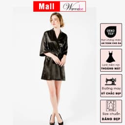 Thumbnail Áo choàng ngủ lụa WANNABE áo khoác ngủ lụa kimono dạng cơ bản trơn đơn giản dễ mặc sang trọng KI010 3