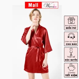 Thumbnail Áo choàng ngủ lụa WANNABE áo khoác ngủ lụa kimono dạng cơ bản trơn đơn giản dễ mặc sang trọng KI010 4