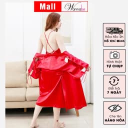 Thumbnail Áo choàng ngủ WANNABE áo khoác ngủ kimono lụa xẻ sườn cánh tay đan khoen xxx cột nơ xinh xắn KIS33 1