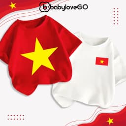 Thumbnail Áo cờ đỏ sao vàng Việt Nam, áo thun cho bé chất cotton mềm mịn BabyloveGO 1
