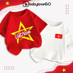 Thumbnail Áo cờ đỏ sao vàng Việt Nam, áo thun bé trai chất cotton mềm mịn BabyloveGO 1