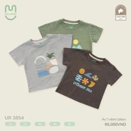Thumbnail Áo cộc tay bé trai bé gái Ualarogo 1-5 tuổi vải Cotton co giãn mềm mại thoáng khí 3854 1