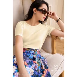 Thumbnail Áo Cotton Thun Nữ Hè MY WAY Ngắn Tay Nhiều Màu Trơn Bssic 6MAT2241 2