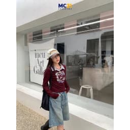 Thumbnail Áo croptop dài tay MC21.STUDIOS thun oversize Ulzzang Streetwear Hàn Quốc chất xịn tee form rộng t-shirt pull A3735 4