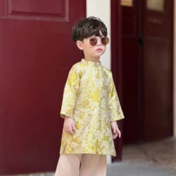 Thumbnail Áo Dài Bé Trai Bé Gái Fbaby Thiết Kế Gấm Họa Tiết Cao Cấp Cho Bé Đi Chơi, Lễ Tết Chất Liệu An Toàn Cho Bé 4