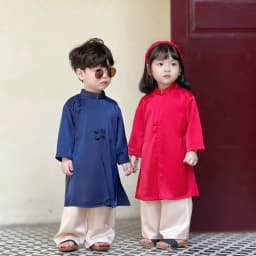 Thumbnail Áo Dài Bé Trai Bé Gái Xẻ Tà 2 Khuy Fbaby Mặc Lễ Tết, Đi Chơi Thiết Kế Mềm Mại Cao Cấp An Toàn Cho Bé Small Gift Big Love 1