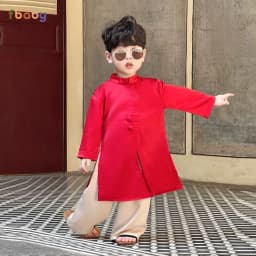 Thumbnail Áo Dài Bé Trai Bé Gái Xẻ Tà 2 Khuy Fbaby Mặc Lễ Tết, Đi Chơi Thiết Kế Mềm Mại Cao Cấp An Toàn Cho Bé Small Gift Big Love 2