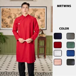 Thumbnail Áo Dài Nam Ngũ Thân Truyền Thống Form Rộng Cúc Bọc Thương Hiệu Mr Twins 1