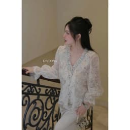 Thumbnail Áo Đẹp Phối Ren Đính Đá LECOONG A15 Áo Thiết Kế Đi Tiệc Sang Chảnh 3