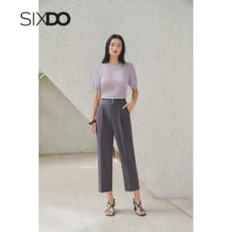 Thumbnail Áo dệt kim họa tiết ngắn tay SIXDO (Dark Purple Knit Blouse) 1
