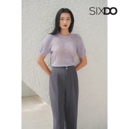 Thumbnail Áo dệt kim họa tiết ngắn tay SIXDO (Dark Purple Knit Blouse) 2