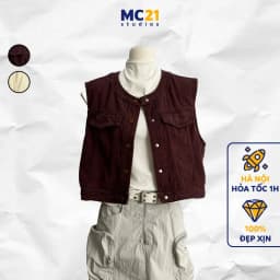 Thumbnail Áo gile denim MC21.STUDIOS freesize dáng vừa Unisex Ulzzang Streetwear Hàn Quốc A4124 1