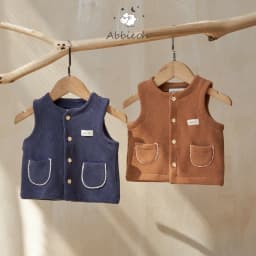 Thumbnail Áo gile lông cừu cao cổ giữ nhiệt cho bé ABBIEOH phối túi phong cách Hàn Quốc 0-3 tuổi GL571 GL674 2