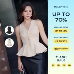 Thumbnail Áo gile peplum nút hoa nổi MOLLYNISTA thiết kế quyến rũ thanh lịch nữ tính cao cấp 1